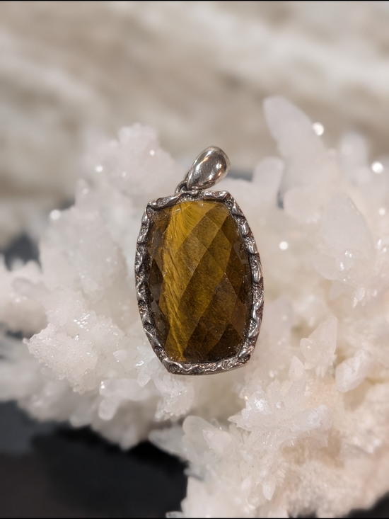 Whitney Kelly Jewelry - Sterling Silver Faceted Tiger's Eye Pendant